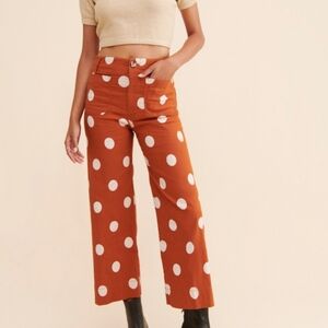 Anthropologie Maeve Polka Dot Collette Pants Womens Size 32 Clowncore Stretchy